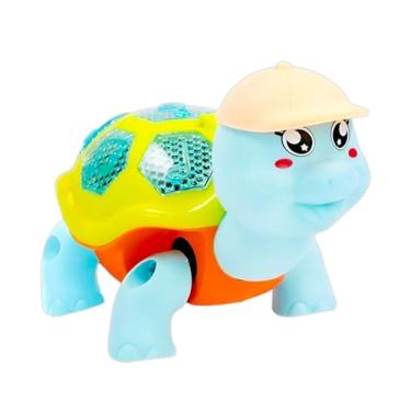 Imagem de TartarugaDançante Brinquedo Interativo Infantil, Tartaruga Musical com Luzes, Plástico, 18x11x11cm, Azul e Amarelo, Funciona com 3 Pilhas AA, para Crianças Acima de 3 Anos
