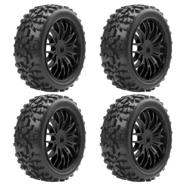 Imagem de 4Pcs Vgoohobby OD116mm RC 1/8 Off Road Buggy Rubber Tires w/Plastic Wheel Rims 17mm Hex Hub Compatible with 1/8 HSP HPI Hobao Tamiya Traxxas Kyosho Arrma RC Off Road Buggy (Black)