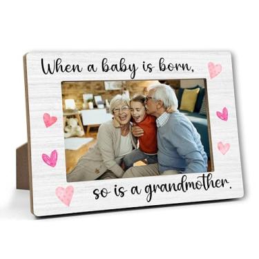 Imagem de DRWJPAT Porta-retrato para avó, presente para avó, Natal, aniversário, Ação de Graças, Dia das Mães, para a nova vovó, 10 x 15 cm, lembrancinhas de decoração de madeira para netos - A14