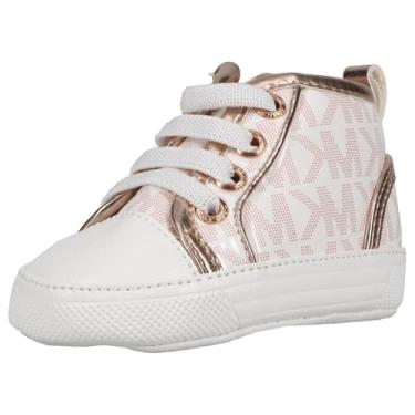 Imagem de Michael Kors Kids Footwear Sapato de berço dividido para bebês e meninas, ouro rosa/branco, 16