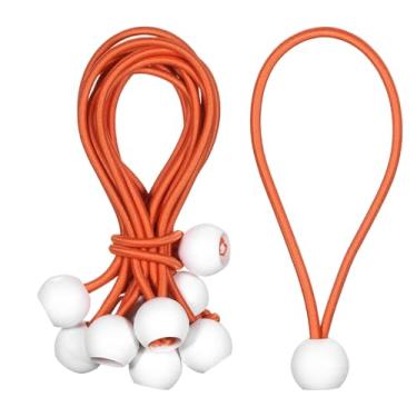 Imagem de PATIKIL Cordão elástico de 15 cm, 35 peças de cordas elásticas com esferas, lona de dossel, cordão elástico para acampamento ao ar livre, postes de barraca de abrigo de carga, laranja