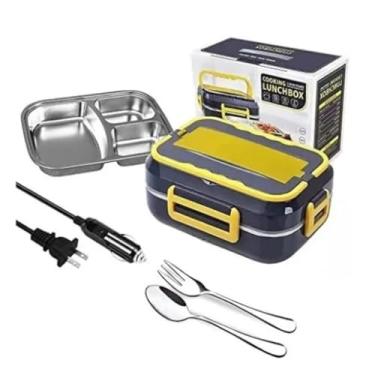 Imagem de Marmita Eletrica Automatica Com Divisoria 110V Lancheira Portatil Eletric Lunch Box 3 Em 1