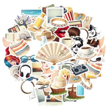 Imagem de 35 peças adesivos de praia verão moda lazer beleza verão adesivos divertidos à prova d'água grafite para mala, geladeira, telefone, bagagem, laptop, guitarra, carro, adesivo, brinquedos, guitarra