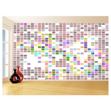 Imagem de Papel De Parede Geométrico Quadrados Colorido 3,5M Gmt129 - Você Decor