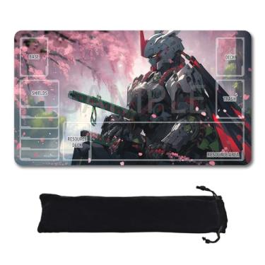 Imagem de Tapete de jogo GCG com zonas - 61 cm x 35,5 cm tapete de jogo de cartas GCG não oficial compatível com jogador TCG novo jogador inclui bolsa de armazenamento (GAODA (20) - zona)