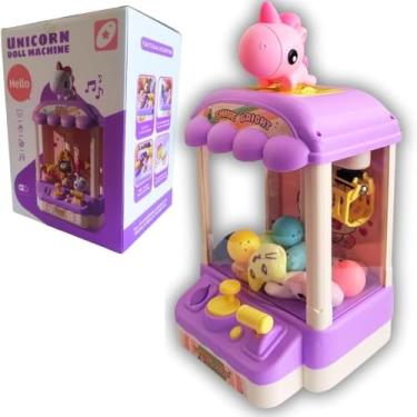 Imagem de Mini Máquina de Pegar Ursinhos e Bichinhos de Pelúcia Infantil com Luz e Som USB Brinquedo Educativo (Lilás)