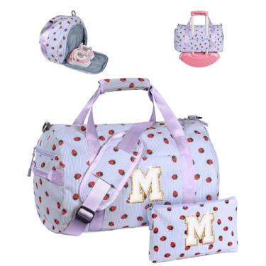 Imagem de Vogewood Presente para crianças de 3, 4, 5, 6, 7, 8, 9, 10, 11 e 12 anos, bolsa de ginástica, bolsa de viagem inicial com bolsa de maquiagem, Roxa, M