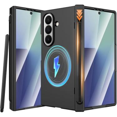 Imagem de NINKI Capa compatível com Magsafe para Samsung Galaxy Z Fold 7 com suporte para caneta S e Stylus, protetor de tela com dobradiça completa à prova de choque para Samsung Z Fold 7 capa para celular