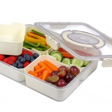 Imagem de Organizador de Geladeira com Tampa Hermética 4 Divisórias Removíveis – Caixa Organizadora para Frutas Legumes e Snacks Plástico BPA-Free Mantém Alimentos Frescos Transparente