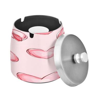 Imagem de Blueangle Cinzeiro de Dia dos Namorados com tampa para cigarros, à prova de vento/chuva, aço inoxidável, sem fumaça, inodoro, cinzeiro para uso interno ou externo (67)