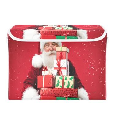 Imagem de SEHANY Cestas de armazenamento de Papai Noel de Natal com tampas, organizador de caixas de armazenamento de tecido para armário de roupas, cobertor de escritório, berçário, 42 x 32 x 30 cm