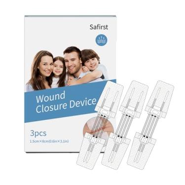 Imagem de Tiras de fechamento de feridas, fecho de zíper, suturas de borboleta, 3 peças, kit de fechamento de laceração de emergência para cortes de lacerações e incisões (1,5 x 8 cm)