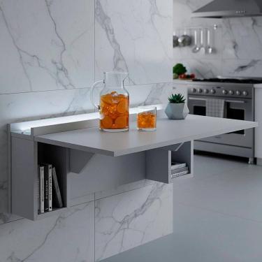 Imagem de Escrivaninha Mesa Dobrável com Nichos com Led Neon Branco
