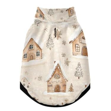 Imagem de SEHANY Casaco de Natal de gengibre para cães pequenos, superquente à prova de vento, jaqueta de inverno macia e aconchegante para animais de estimação para clima frio na neve com coleira para animais