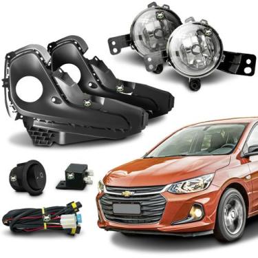 Imagem de Kit Farol Auxiliar Milha Onix 2020 2021 2022 Moldura Preta Botao Tic T