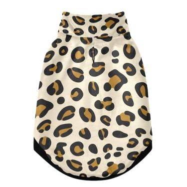 Imagem de SEHANY Casaco de cachorro marrom com estampa de leopardo para cães pequenos, superquente à prova de vento, jaqueta de inverno macia e aconchegante para clima de neve fria com coleira para animais de