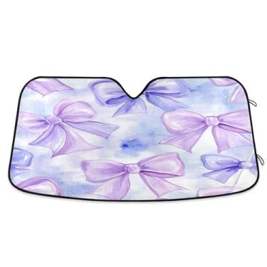 Imagem de ATTX Para-brisas de carro White Bows 144.8 cm x 80.0 cm Protetor solar universal com proteção UV, persiana de janela frontal automática dobrável para caminhões Sedans SUVs #188