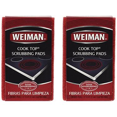 Imagem de Weiman Limpador de fogão de cerâmica e vidro, 3 unidades, 2 unidades - Corte as manchas mais fortes - Pastilhas de esfregar cuidadosamente limpe os resíduos