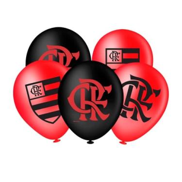 Imagem de Balões Flamengo 8’’ Licenciados Kit com 20 Unidades Oficial