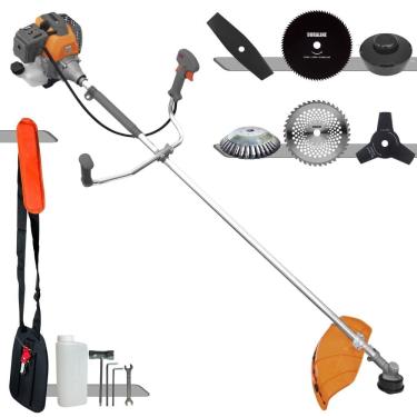 Imagem de Roçadeira Lateral Tekna RL430-P À Gasolina 6 Em 1 Com Carretel Nylon + Lâmina 2 Pontas + Lâmina Vídea + Disco 80 Dentes + Escova de Aço 38 Cerdas