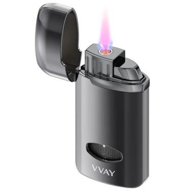 Imagem de VVAY Isqueiro À Prova De Vento, Chama Vermelha, Recarregável A Butano, Vendido Sem Gás