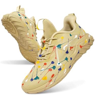 Imagem de Soulsfeng Tênis de corrida masculino, leve, moderno, estiloso, esportivo, treino, academia, tênis, caminhada, tamanho 5,5-15, Spray de areia, 36