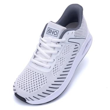 Imagem de Ttecon Tênis de caminhada feminino com suporte de arco largo largo para alívio da dor nos pés, confortável, fascite plantar, tênis tamanho 36-42, Branco, cinza, 9 Wide
