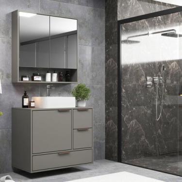 Imagem de Conjunto Gabinete para Banheiro Modulado 801 80cm Prime Yescasa