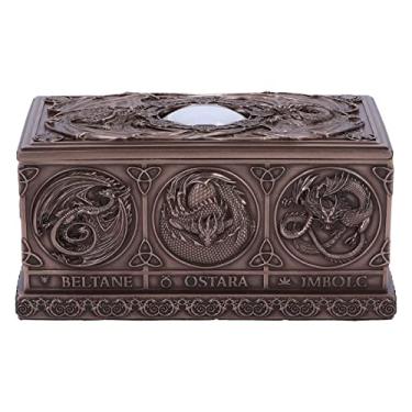 Imagem de Nemesis Now Caixa de tarô Dragons of the Sabbats 14,5 cm, resina, bronze, presente de fantasia de Anne Stokes, caixa de cartão de tarô, acabamento em bronze, caixa de armazenamento, fundida na melhor