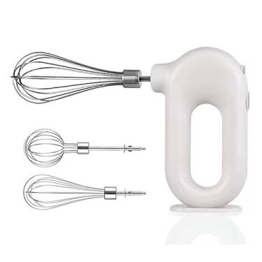 Imagem de Mixer Multifuncional Portátil sem Fio, 20W, 4 Velocidades Ajustáveis, Recarregável USB Tipo C, 2 Batedores, Branco e Rosa, Bivolt