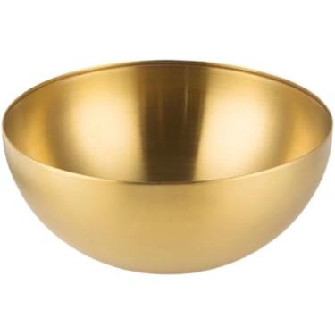Imagem de Tigela de Inox Dourado para Cozinha - Bowl Inox 20cm Ideal para Salada, Confeitaria e Preparo de Alimentos | Prática, Durável e Fácil de Limpar (Dourado,1)