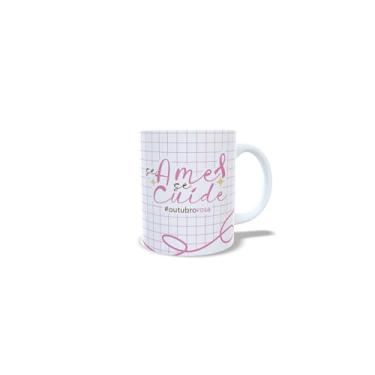 Imagem de Caneca de Cerâmica 325ml Outubro Rosa, Tema Conscientização, Acabamento Brilhante, Resistente a Microondas, Reutilizável (14892)