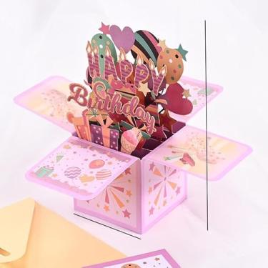 Imagem de Cartões de feliz aniversário, cartões de bolo, cartões postais, cartões de felicitações, cartão de feliz aniversário para mãe, esposa, irmã, menino, menina, amigos (rosa)