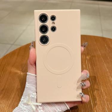 Imagem de Capa magnética de silicone para Samsung Galaxy S25 S24 S23 S22 S21 Ultra Plus S25 Fe, capa macia de TPU à prova de choque (para Galaxy S25 FE/Damasco)