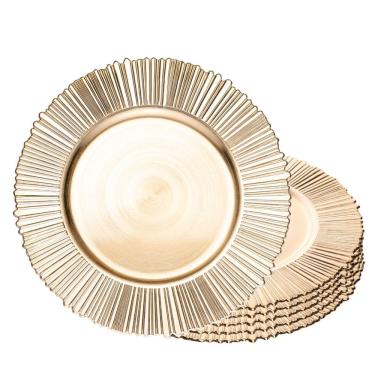 Imagem de Jogo 4 Sousplat Redondo De Plástico Solar Dourado 33cm Wolff