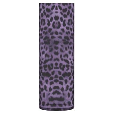 Imagem de JUZIHAI Vaso de flores com estampa de leopardo roxo 9,9 cm x 30 cm de cilindro de plástico moderno para decoração de casa de centro de mesa de casamento
