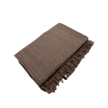 Imagem de Manta Para Sofá Grande Algodão com Franjas Decorativas – Cobertura Elegante para Sofá de 2 a 3 Lugares Manta Capa Luxuosa para Sala e Cama (MODELO-28-BROWNIE)