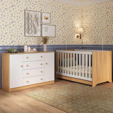 Imagem de Berço Americano 3 em 1 com Cômoda 2 Portas 4 Gavetas Encanto Multimóveis MP4691