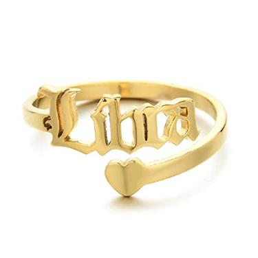 Imagem de 12 anéis de aço inoxidável ajustáveis com letras inglesas antigas do zodíaco, presente para mulheres, delicados, 12 anéis de constelação, Metal, Ágata