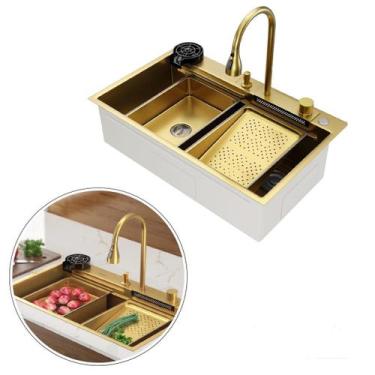 Imagem de Cuba Gourmet Para Cozinha Miami Dourada Aço Inox 304 GoldenX