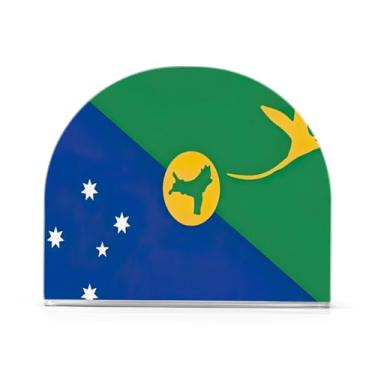 Imagem de Porta-guardanapos com bandeira da ilha de Natal, porta-guardanapos acrílico para mesas, suporte de guardanapo de pé para jantar cozinha restaurante decoração de casa acessórios de bar