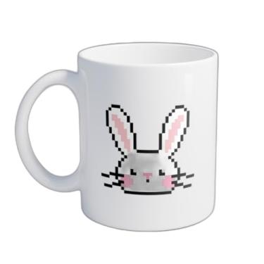 Imagem de Caneca Xícara de Café Porcelana 300ml Design Coelho Pixel Art