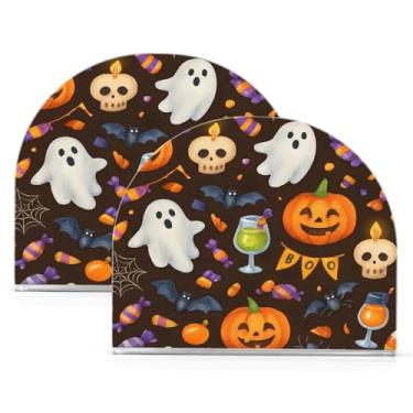 Imagem de Wassud Porta-guardanapos de acrílico com tema de Halloween Dispensador de guardanapos de papel para mesa, cozinha, sala de jantar, bancada (comporta 50-60 guardanapos) pacote com 2