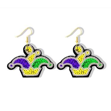 Imagem de Brincos pendentes de carnaval, máscara de palhaço de lantejoulas, brincos de chapéu de palhaço, para mulheres, tema de carnaval, brincos de carnaval, joias de carnaval, presentes para mulheres, Large