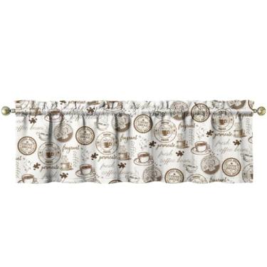 Imagem de Tapesb Cafeteria de cozinha engraçada pequena cortina de janela sobre pia essencial para cozinha, quarto, lavanderia, 45,7 x 137,2 cm