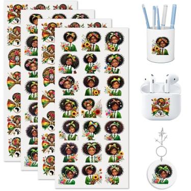 Imagem de XRTHGS 105 peças Black History Month Girl UV DTF Cup Wrap Vibrante Alta Viscosidade Adesivos de Transferência para Chaveiro Caneta de Acrílico Mini Tumbler AirPods Case Planner Compact Mirror