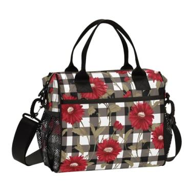 Imagem de GAIGEO Cogumelos em uma lancheira preta isolada para adultos, pequenas lancheiras isoladas para mulheres, lancheiras térmicas para mulheres, P