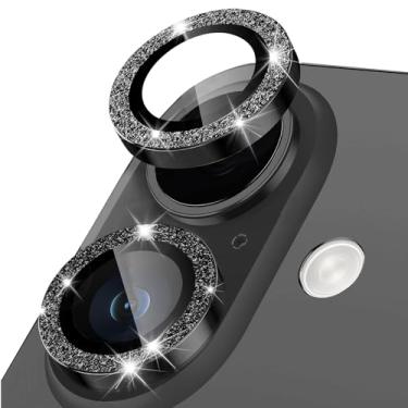 Imagem de Protetor de lente de câmera para iPhone 17, anel de metal de liga de alumínio individual com glitter, protetor de tela de vidro temperado 9H, protetor de tela de luxo HD antiarranhões acessórios para