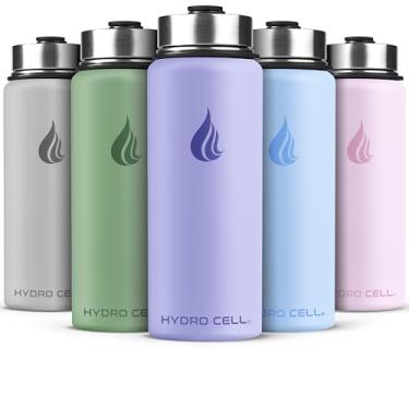 Imagem de HYDRO CELL Garrafa de água isolada de aço inoxidável com canudo - para bebidas frias e quentes - Frasco de metal a vácuo com tampa de rosca e garrafa térmica esportiva moderna à prova de vazamento