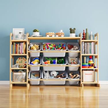 Imagem de SpaceAid Organizador grande de armazenamento de brinquedos, 9 prateleiras, 9 compartimentos, organizador de brinquedos, estante de brinquedos para quarto, sala de jogos, decoração de quarto, cinza